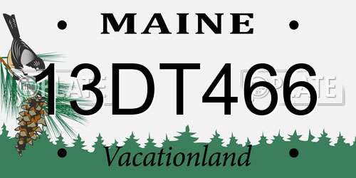 13DT466 Maine License Plate