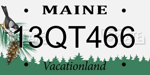 13QT466 Maine License Plate
