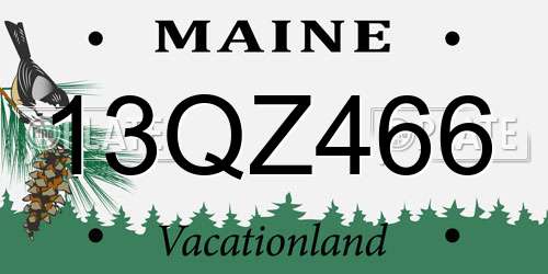 13QZ466 Maine License Plate