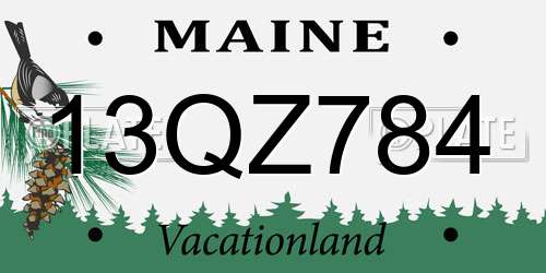 13QZ784 Maine License Plate