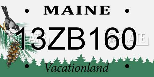 13ZB160 Maine License Plate