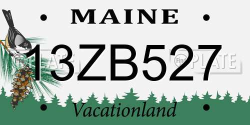 13ZB527 Maine License Plate