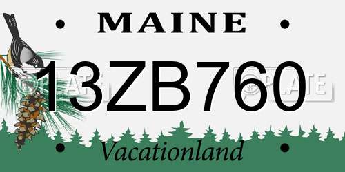 13ZB760 Maine License Plate