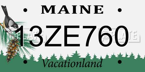 13ZE760 Maine License Plate