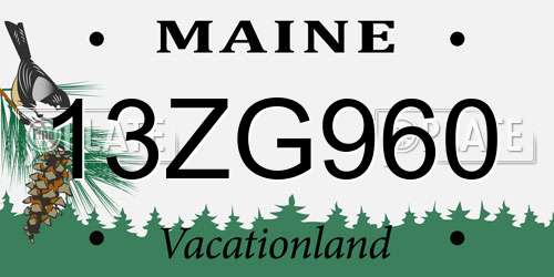 13ZG960 Maine License Plate