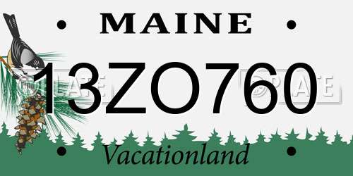 13ZO760 Maine License Plate