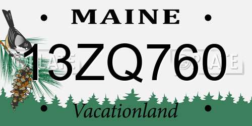 13ZQ760 Maine License Plate