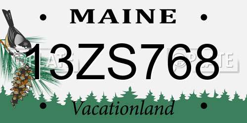 13ZS768 Maine License Plate