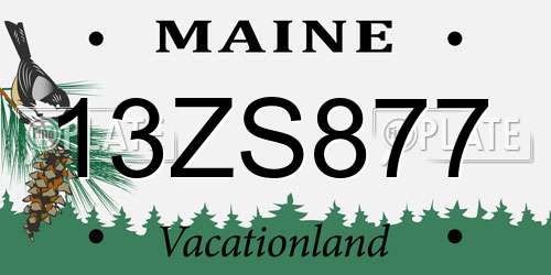 13ZS877 Maine License Plate