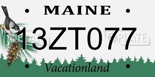 13ZT077 Maine License Plate