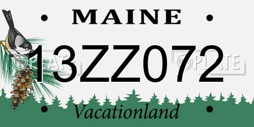 13ZZ072 Maine License Plate