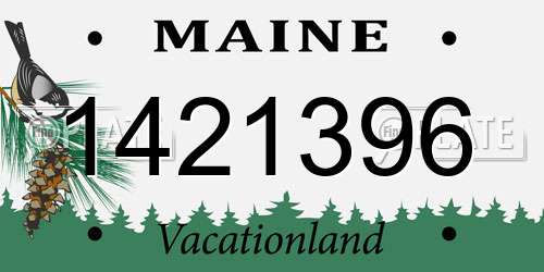 1421396 Maine License Plate