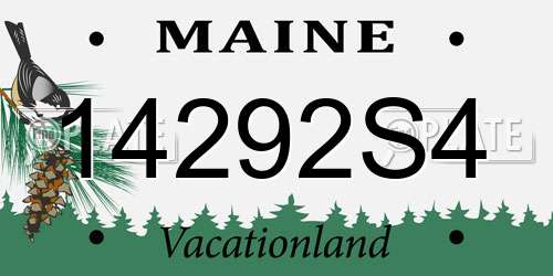 14292S4 Maine License Plate