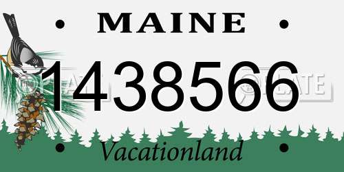 1438566 Maine License Plate