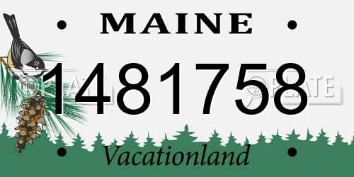 1481758 Maine License Plate