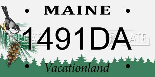 1491DA Maine License Plate