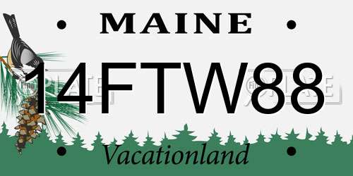 14FTW88 Maine License Plate