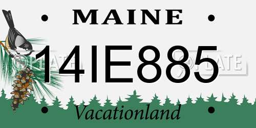14IE885 Maine License Plate
