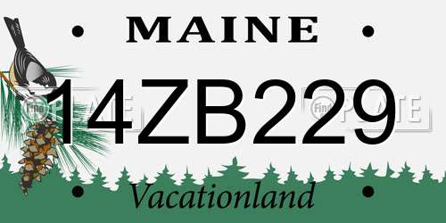 14ZB229 Maine License Plate