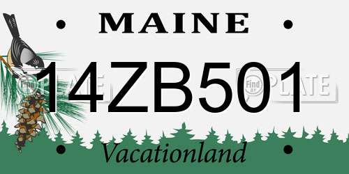14ZB501 Maine License Plate