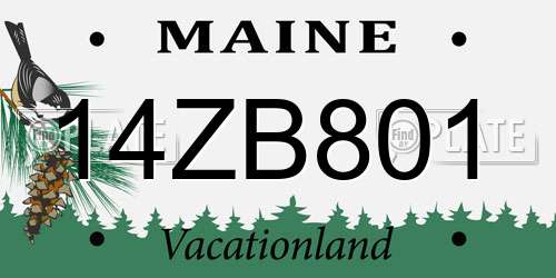 14ZB801 Maine License Plate