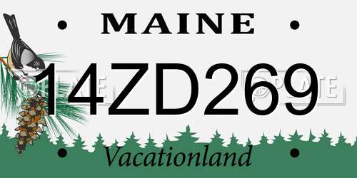 14ZD269 Maine License Plate