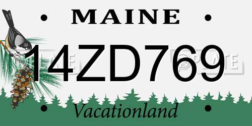14ZD769 Maine License Plate