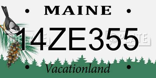 14ZE355 Maine License Plate