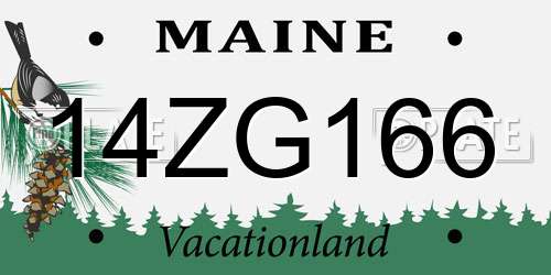 14ZG166 Maine License Plate