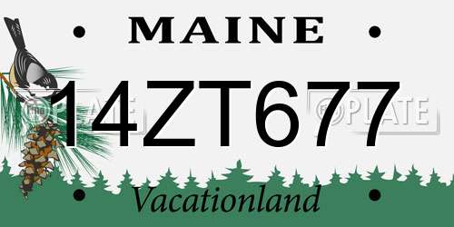 14ZT677 Maine License Plate