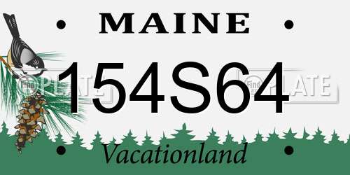 154S64 Maine License Plate