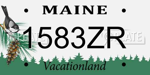 1583ZR Maine License Plate