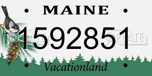 1592851 Maine License Plate