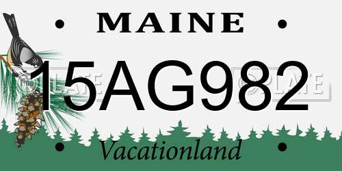 15AG982 Maine License Plate