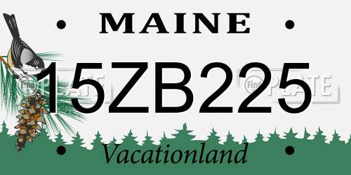 15ZB225 Maine License Plate
