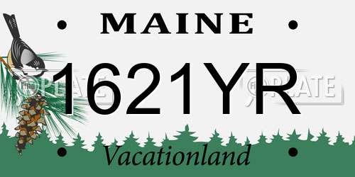 1621YR Maine License Plate