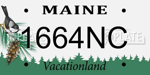 1664NC Maine License Plate