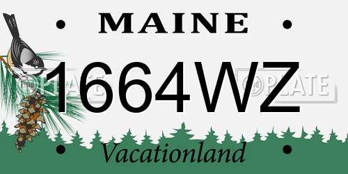 1664WZ Maine License Plate
