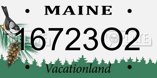 16723O2 Maine License Plate