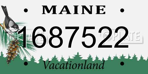 1687522 Maine License Plate