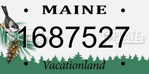 1687527 Maine License Plate