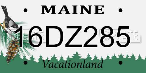 16DZ285 Maine License Plate