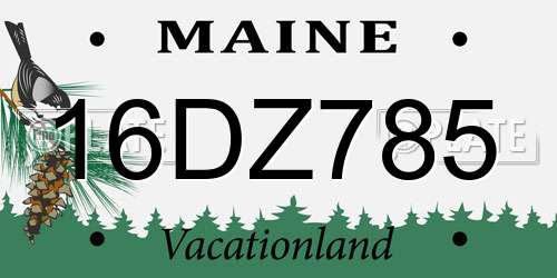 16DZ785 Maine License Plate