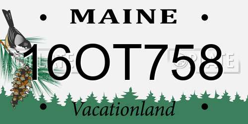 16OT758 Maine License Plate