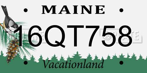 16QT758 Maine License Plate
