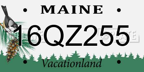 16QZ255 Maine License Plate