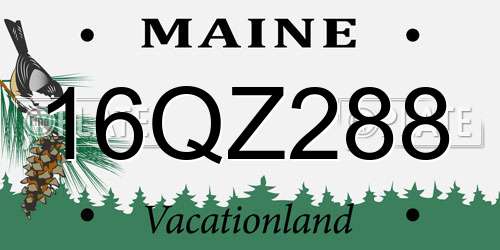 16QZ288 Maine License Plate