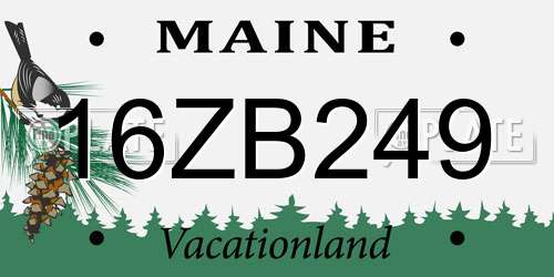 16ZB249 Maine License Plate
