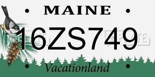 16ZS749 Maine License Plate