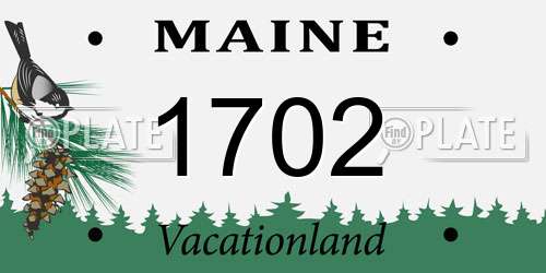 1702 Maine License Plate